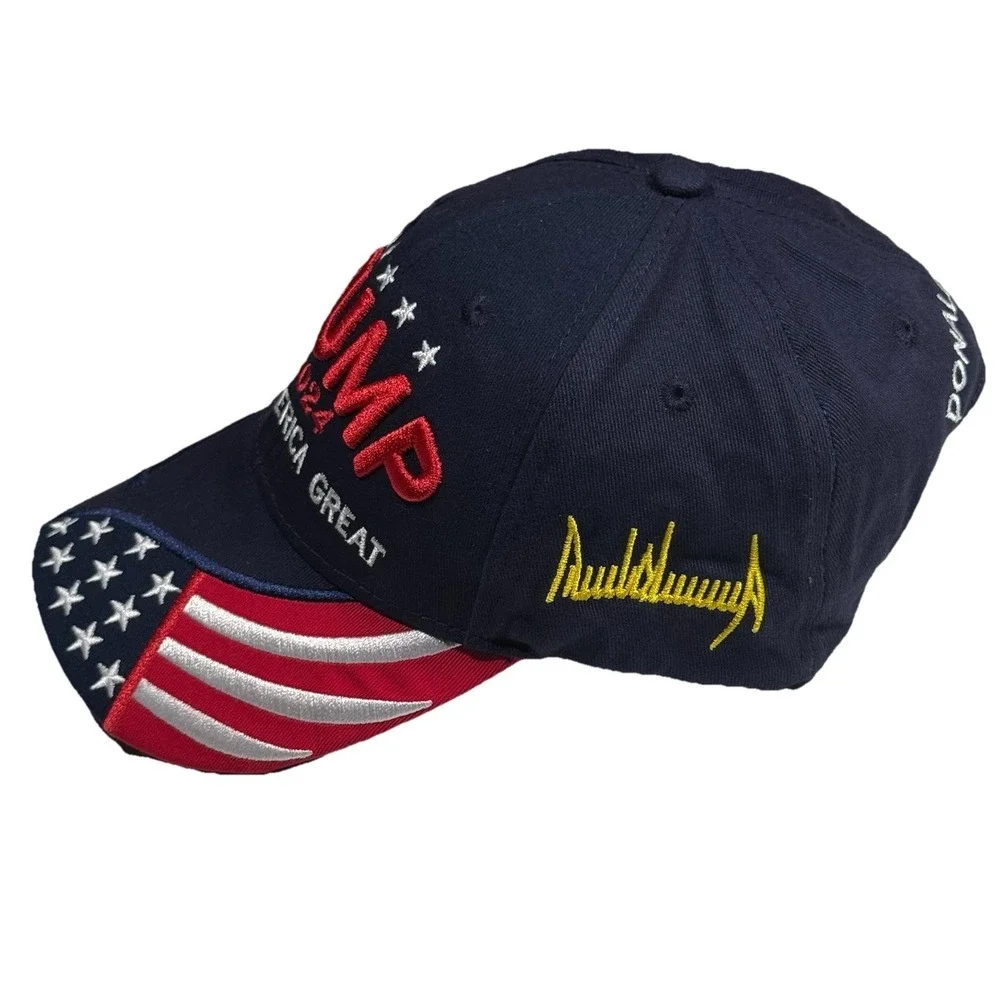 Navy Blue Trump 2024 Hat Keep America Great USA Adjustable Baseball Cap Mens